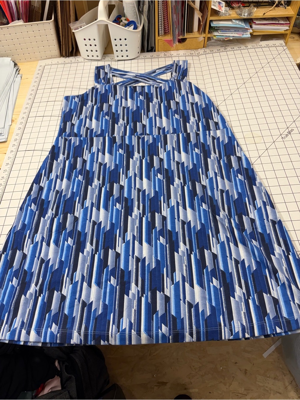 Aventura Eco-Conscious Geometric Tank Dress Built-In Bra & Pockets - Size XL